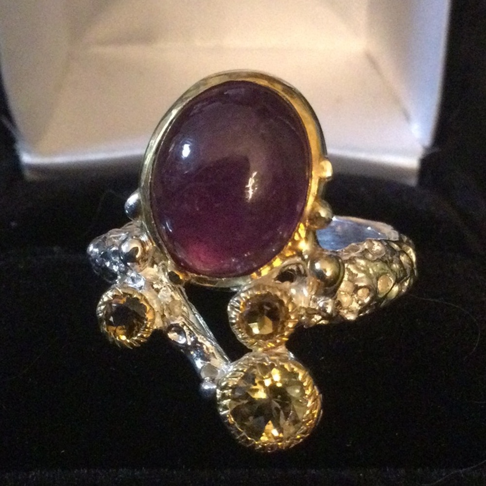 Genuine Ruby with Citrine Ring